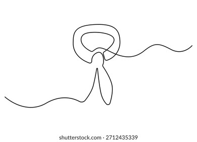 Dibujo continuo de una línea de una bufanda atada en una ilustración de contorno minimalista de nudo simple
