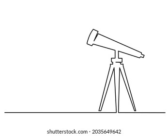 Continuous One Line Drawing. School Telescope Icon.