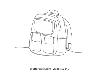 Continuous one line drawing School tools, supplies. Stationery concept. Doodle vector illustration.