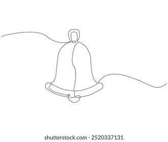 Continuous one line drawing of school bell. One line drawing illustration of international education day. Back to school, reminder, alertness concept line art. Editable outline