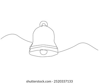 Continuous one line drawing of school bell. One line drawing illustration of international education day. Back to school, reminder, alertness concept line art. Editable outline