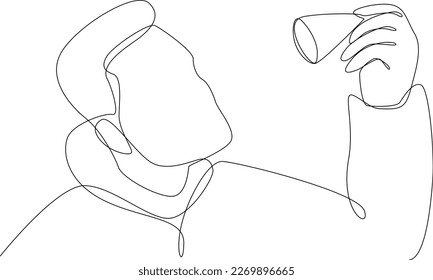 Continuous one line drawing scientist doing some research. laboratory activity concept. Single line draw design vector graphic illustration.