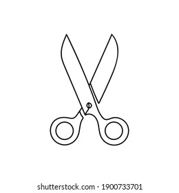 Una línea continua dibujando una tijera. Ilustración vectorial perfecta para tarjetas de felicitación, invitaciones a fiestas, afiches, pegatinas, ropa. Silueta de una tijera