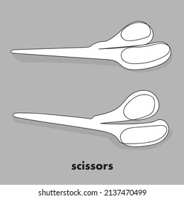 Continuous one line drawing of scissors icon Vector design illustration