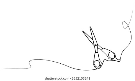 continuous one line drawing of scissors. vector illustration