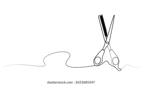continuous one line drawing of scissors. vector illustration