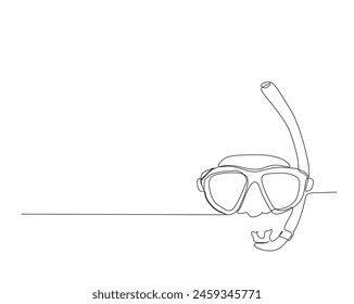 Continuous one line drawing of scuba diver mask. Scuba diver mask single outline vector design. Editable stroke.