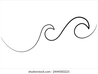 Dibujo continuo de una línea de ondas de mar fuera de la ilustración de Arte vectorial de línea 