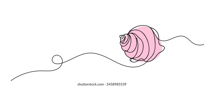 Continuous one line drawing of sea shell. Simple illustration of shell line art vector illustration