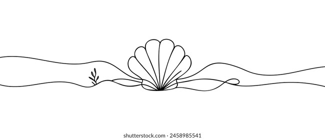 Continuous one line drawing of sea shell. Simple illustration of shell line art vector illustration
