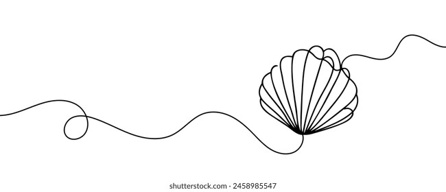 Continuous one line drawing of sea shell. Simple illustration of shell line art vector illustration