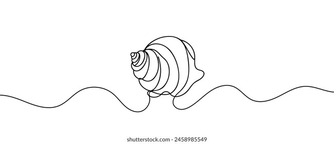 Continuous one line drawing of sea shell. Simple illustration of shell line art vector illustration