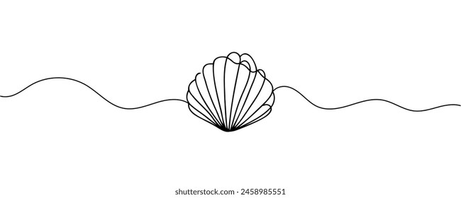 Dibujo continuo de una línea de concha marina. Ilustración simple de Ilustración vectorial de arte de línea de concha