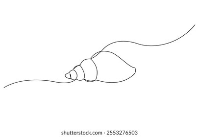 Continuous one line drawing of sea shell, Set of sea shells. Sea shells, mollusks, scallop, pearls. Tropical underwater shells continuous one line art, Pearl in a seashell one line art drawing.