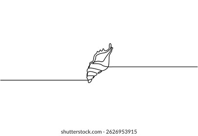 Continuous one line drawing of sea shell, Set of sea shells, Seashell symbol and banner of beauty spa and wellness salon in simple linear style. Vector illustration.