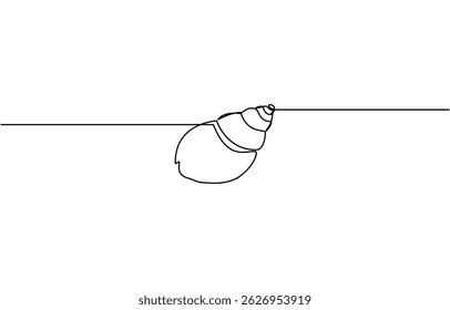 Continuous one line drawing of sea shell, Set of sea shells, Seashell symbol and banner of beauty spa and wellness salon in simple linear style. Vector illustration.