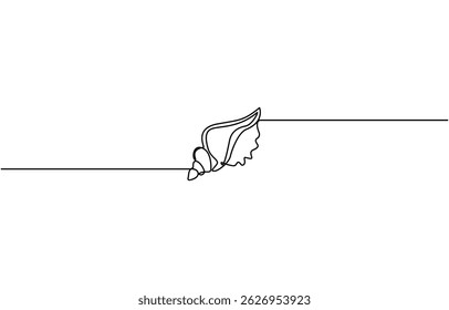 Continuous one line drawing of sea shell, Set of sea shells, Seashell symbol and banner of beauty spa and wellness salon in simple linear style. Vector illustration.