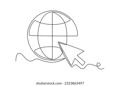 Continuous one line drawing Search web concept. Single line draw design vector graphic illustration.