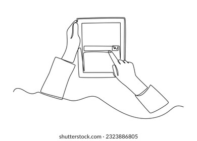 Continuous one line drawing Search web concept. Single line draw design vector graphic illustration.