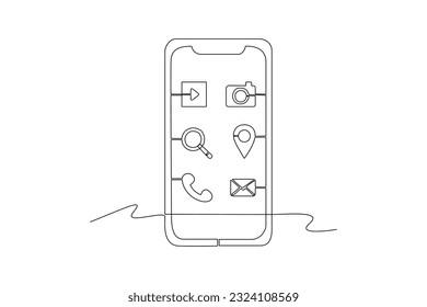 Continuous one line drawing Search web concept. Single line draw design vector graphic illustration.