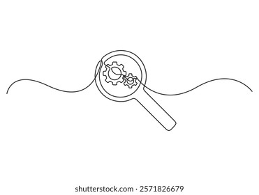 Continuous one line drawing of search engine optimization line icon vector illustration 