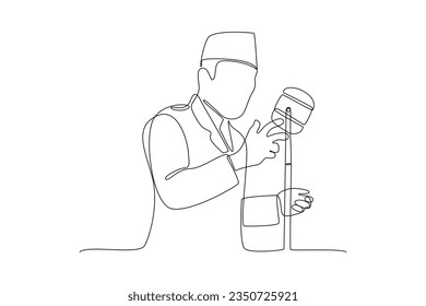 Continuous one line drawing Selamat Hari Sumpah Pemuda. Translation: Happy Indonesian Youth Pledge concept. Doodle vector illustration.