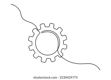 Dibujo continuo de una línea del icono de configuración aislado en la Ilustración vectorial de contorno de fondo blanco