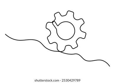 Desenho contínuo de uma linha do ícone Configuração isolado no fundo branco contorno vetor ilustração