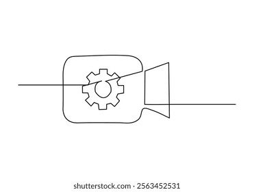 continuous one line drawing of Setting icon , Interlocking Gears Minimalist Vector Illustration for Industrial Design