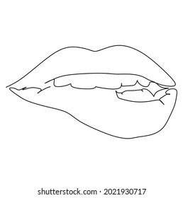 Continuous one line drawing of  sexy woman's lips. Vector illustration modern single line draw for poster or wall decoration and beauty promotion media