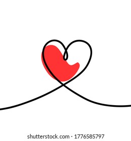 Heart Illustration White Background Black Outline Stock Vector (Royalty ...