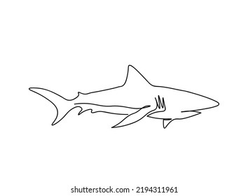 Continuous one line drawing. Shark Vector illustration