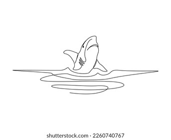 Continuous one line drawing of shark in the ocean. Simple illustration of saltwater fish line art vector illustration