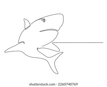 Continuous one line drawing of shark fish. Simple illustration of saltwater fish line art vector illustration