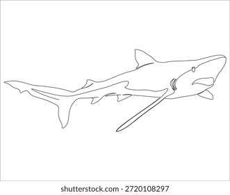 Dibujo continuo de una línea de tiburón. Una línea de dibujo ilustración de tiburón. Concepto de tiburón arte de línea. Esquema editable