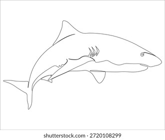 Dibujo continuo de una línea de tiburón. Una línea de dibujo ilustración de tiburón. Concepto de tiburón arte de línea. Esquema editable