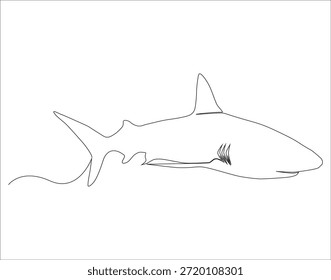 Dibujo continuo de una línea de tiburón. Una línea de dibujo ilustración de tiburón. Concepto de tiburón arte de línea. Esquema editable