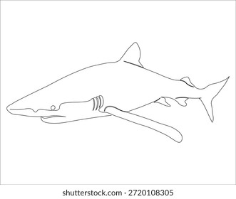 Dibujo continuo de una línea de tiburón. Una línea de dibujo ilustración de tiburón. Concepto de tiburón arte de línea. Esquema editable