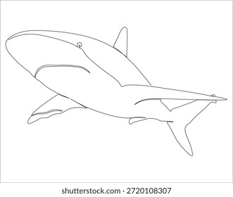 Dibujo continuo de una línea de tiburón. Una línea de dibujo ilustración de tiburón. Concepto de tiburón arte de línea. Esquema editable