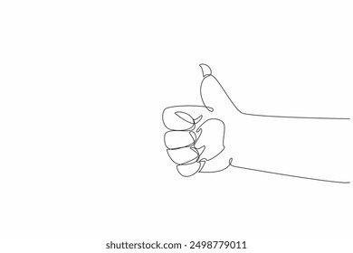 Continuous one line drawing sharp-clawed cat's hand forms a thumbs up gesture. Fun gestures from pet cats. Imitation of human behavior. Smart pet. Adorable. Single line draw design vector illustration