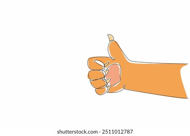 Continuous one line drawing sharp-clawed cat's hand forms a thumbs up gesture. Fun gestures from pet cats. Imitation of human behavior. Smart pet. Adorable. Single line draw design vector illustration