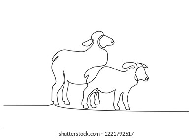 Continuous One Line Drawing. Sheep In Modern Minimalistic Style. Vector Illustration