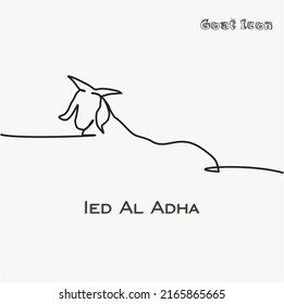 Continuous one Line drawing of Sheep or Goat. Vector illustration of animals that are recommended to be sacrificed. Muslim holiday sacrificing animals to God, Eid al-Adha greeting card concept. 