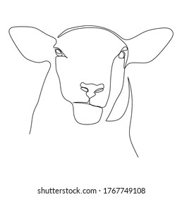 Continuous one line drawing of a Sheep's head. Vector illustration