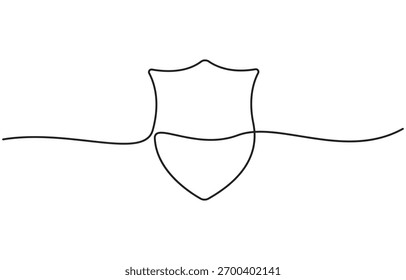 Desenho contínuo de uma linha de proteção de blindagem, esboço de uma única linha, traço editável de defesa de proteção de business guard e ilustração de vetor de segurança de dados.