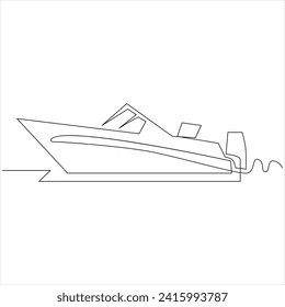 Continuous one line drawing of ship line art drawing vector illustration