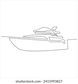 Continuous one line drawing of ship line art drawing vector illustration