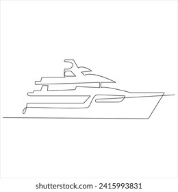 Continuous one line drawing of ship line art drawing vector illustration
