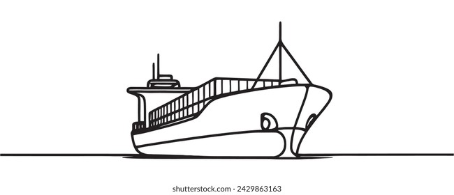 Continuous one line drawing of a ship. sailing concept. vector illustration