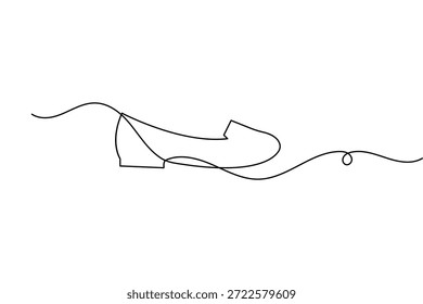 Dibujo continuo de una línea de un zapato con estilo minimalista Vector de contorno aislado